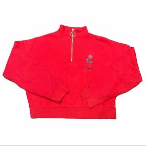 Small Red Embroidered Sweater Forever 21 w Zipper